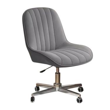 Imagem de AkosOL Cadeira de mesa de tecido de veludo Modn Cadeira de estudo com rodas Cadeira de escritório sem braços, cadeira cruzada ajustável de altura cadeira gonômica de maquiagem para adultos, cinza