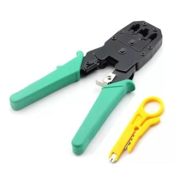 Imagem de Alicate Crimpador Profissional RJ45 RJ11 e RJ12 | Kit com Desencapador de Fios | Ferramenta de Rede 3 em 1 Corta Desencapa e Crimpa | Alta Precisão para Telefonia e Internet