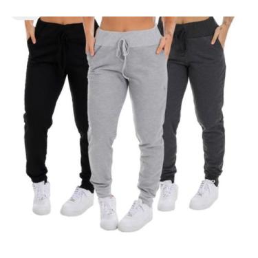 Imagem de Calça jogger feminina ribana moletinho conforto TB moda fitness, Cinza
