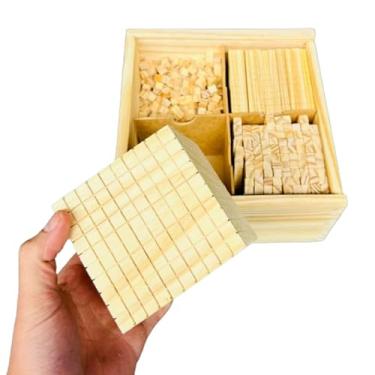 Imagem de Material Dourado Pedagógico em Madeira - Unidades, Dezenas, Centenas e Milhares, Complemento para Kit Material Escolar e Atividades de Aprendizado (611 peças)