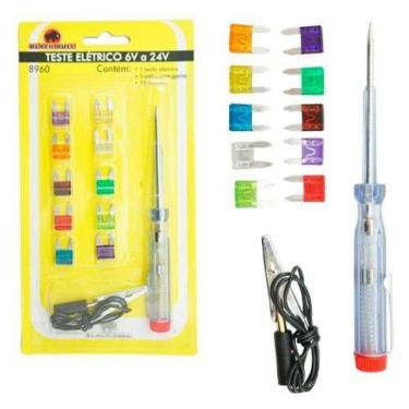 Imagem de Kit 10 Fusíveis Lamina 6V A 24V Com Teste Elétrico E Cabo