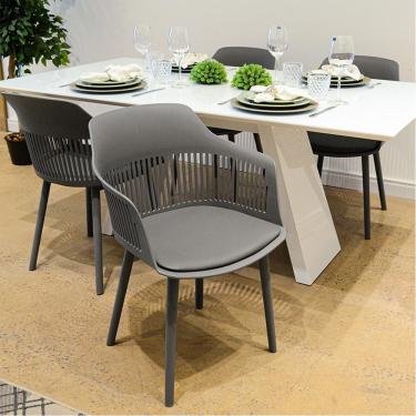 Imagem de Kit 4 Cadeiras Decorativas Prescott Sala de Jantar PP/PU Cinza G56 - Gran Belo