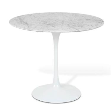 Imagem de Mesa Saarinen Redonda Carrara 90cm - Base Branca