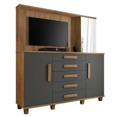 Imagem de Cômoda com Painel Para TV 42 Polegadas Espelho 183cm Estrela RV Móveis