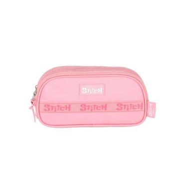 Imagem de Estojo Stitch Triplo Disney Escolar 100 Pens Passeio Juvenil Cor:Rosa,