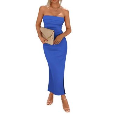 Imagem de Vestido PRETTYGARDEN Tubinho Longo Azul Tamanho P