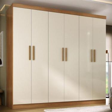 Imagem de Guarda-Roupa Solteiro Lancaster 6 Portas 3 Gavetas 100% Mdf Cinamomo/O