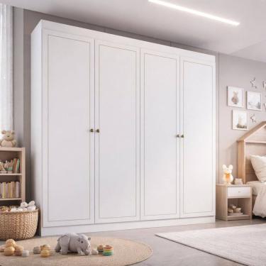 Imagem de Guarda-roupa 4 Portas Infantil Americano Provençal América Branco