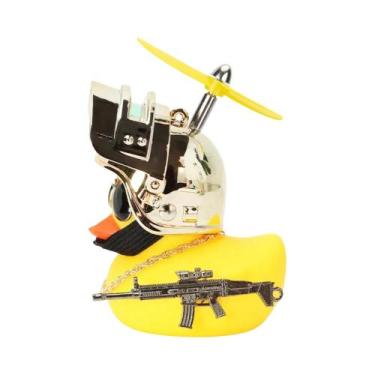 Imagem de Pato De Borracha Amarelo E Preto Com Hélice Para Capacete De Bicicleta