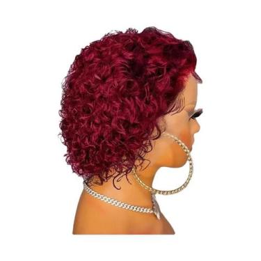 Imagem de Peruca Bob Crespa Cacheada 13x1 Com Renda Frontal Para Mulheres Negras