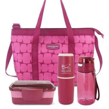 Imagem de Conjunto De Bolsa Térmica Com Pote De Marmita, Porta Escova E Pasta De