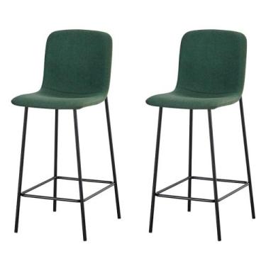 Imagem de Kit 2 Banquetas Altas Celeste Rivatti 98cm (Altura) Em Bouclé Verde Ol