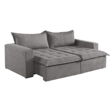 Imagem de Sofá Cama 2 Lugares Retrátil Reclinável Linho M-184 Martins Cinza - MA