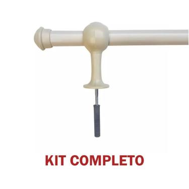 Imagem de Kit Varão de Madeira para Cortina Simples 2 00m 19mm com Ponteiras e Suportes Instalação Fácil Bege Palha OEM