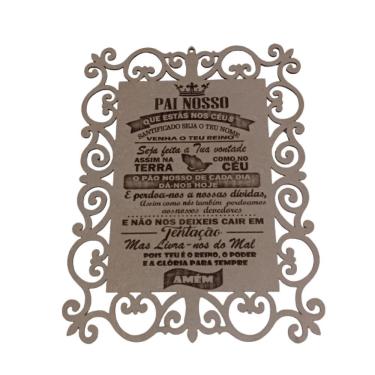 Imagem de Placa Decorativa Pai Nosso Evangélico em MDF 3MM Marrom para Parede Trovarelli Móveis
