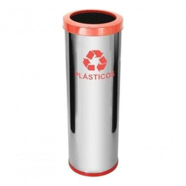 Imagem de Lixeira em Aço Inox com Aro Pintado 30L Capacidade 30L Material Diferencial Inox Higipack
