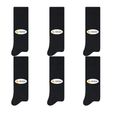 Imagem de 6 pares de meias Social Masculina Modal Selene 8350, 39-43, Preto