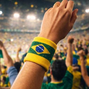 Imagem de Munhequeira Brasil Copa Bandeira Esportiva Algodão Tamanho:Único - Gen