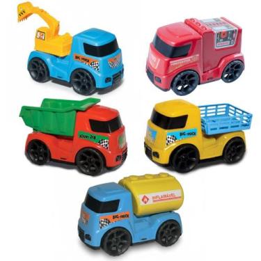 Imagem de Kit 5 Carrinhos Amar é Brinquedo Menina e Menino, Bombeiro, Tanque, Re