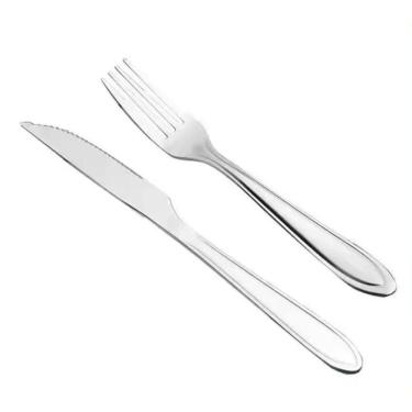 Imagem de Jogo de Talheres Alaska 24 Peças em Aço Inox para Mesa Fast Food Lanchonete Inox