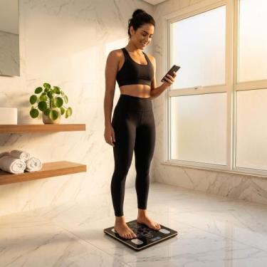 Imagem de Balança Inteligente Bioimpedância Unicasa Bluetooth 140kg Preta Vidro 