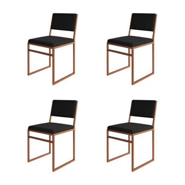 Imagem de Kit 4 Cadeiras Industrial Isa Veludo Base Cobre para Mesa Sala Cozinha Conforto Decor -...