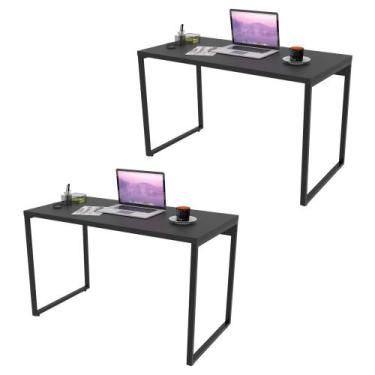 Imagem de Kit 2 Mesas de Escritório Office 135cm Estilo Industrial Prisma Preto 