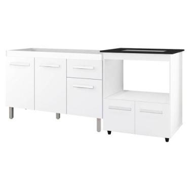Imagem de Balcao Cooktop 4 Bocas e Pia 120cm Branco Mobbs - Moblis Móveis, Branc