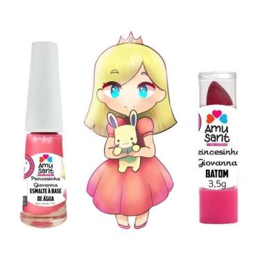 Imagem de Kit Esmalte a Base de Água + Batom Infantil Amusant Princesinha Giovan