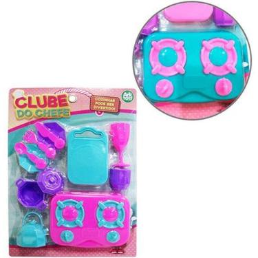 Imagem de Kit cozinha infantil com fogao + tabua e acessorios clube do chefe 12 