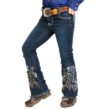 Imagem de Calca Country Infantil Feminina Com Brilho Bill Way 228, Azul, Escuro,
