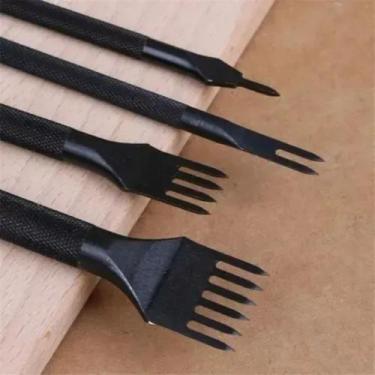 Imagem de Kit Garfo Furador Couro Lona Costura Aço 4 Pçs Oferta - Minymix