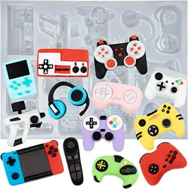 Imagem de Molde de silicone de resina epóxi Game Controller para decoração de bolos, topo de cupcake, chocolate, argila de polímero, 13 formas 3,8 a 5,5 cm