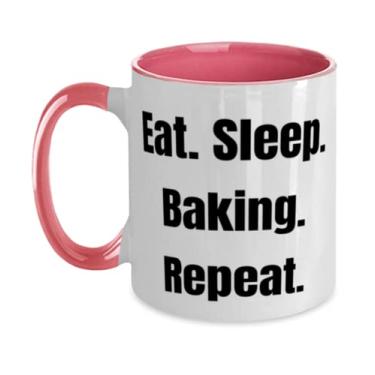 Imagem de Epic Baking Gifts, Eat. Sleep. Baking. Repeat, Birthday Two Tone 325 ml Caneca para assar