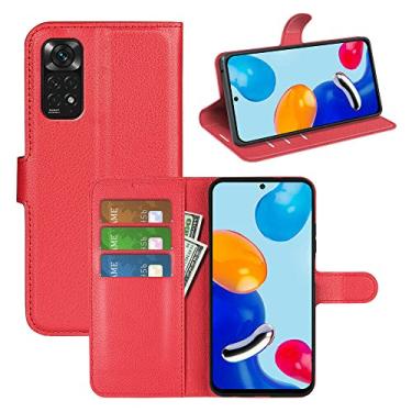 Imagem de Capa Capinha Carteira Para Redmi Note 11 e Note 11s De Tela 6.43 Case Couro Premium (Vermelha)