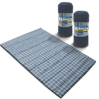 Imagem de Kit 2 Colchonetes Casal 190x130cm Com Bolsa Para Transporte Xadrez Azul