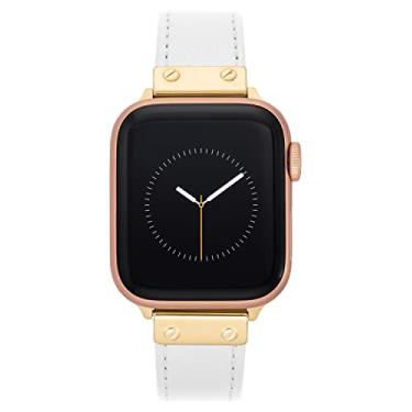 Imagem de Anne Klein Pulseira de couro fashion para Apple Watch segura, ajustável, substituição de pulseira para Apple Watch, cabe na maioria dos pulsos, Branco/Ouro, 38/40/41mm, WK/1008GPWT384041