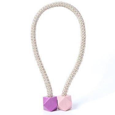 Imagem de Cinta de cortina fivela de vento nórdica sem instalação fivela magnética DIY corda borla cortina tiebacks suportes de cortina, T1,4 pcs