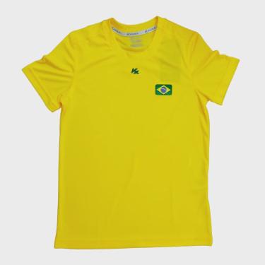 Imagem de Camiseta Infantil Torcedor Kanxa Brasil Divertida Unissex Amarelo 7599