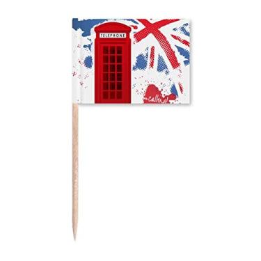 Imagem de Bandeira de Londres da Grã-Bretanha Reino Unido Bandeira Vermelha de Palito de Dente Marcador Topper Decoração de Festa