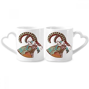 Imagem de Conjunto de canecas de porcelana para casais, símbolo do zodíaco, constelação de capricórnio e coração