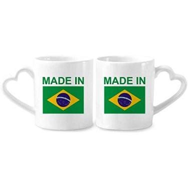 Imagem de Conjunto de canecas de porcelana Made In Brazil Country Love Casal de cerâmica com alça de coração