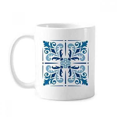 Imagem de Blue Marrocos Caneca decorativa de ilustração de flores cerâmica cerâmica xícara de porcelana de café louça