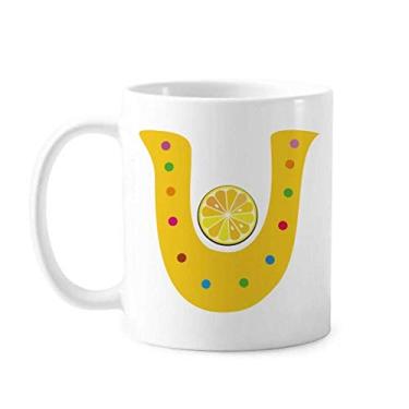 Imagem de U Alfabeto Laranja Frutas Padrão Bonito Caneca Cerâmica Café Porcelana Utensílios de Mesa
