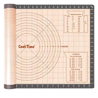 Imagem de Tapete de assadeira de silicone antiaderente, massa rolante grande com medidas, pizza antiderrapante, enfeite, esteira para assar bolos - 66 x 40 cm da Cook Time