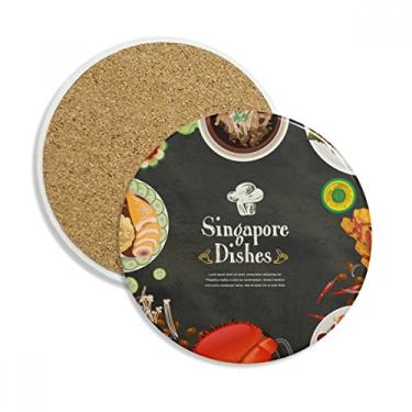 Imagem de Cingapura Famosos Deliciosos Pratos Porta-copos Caneca de mesa Pedra absorvente de proteção de mesa
