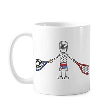 Imagem de Serbian Tennis Raquete Futebol Desenho Mamãe Caneca Cerâmica Café Porcelana Copo Mesa