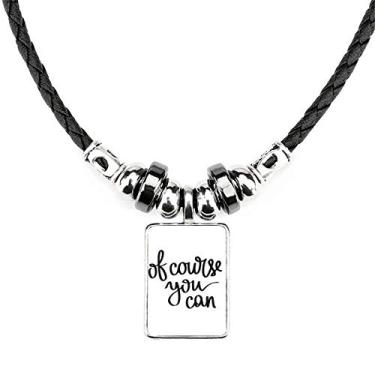 Imagem de DIYthinker Colar de bijuteria com pingente de corda de couro com torque, da Claro que você pode citar