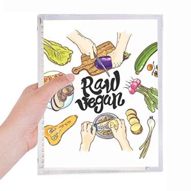 Imagem de Caderno de papel vegetal vegano cru, batata, tomate, folhas soltas, diário recarregável, papelaria