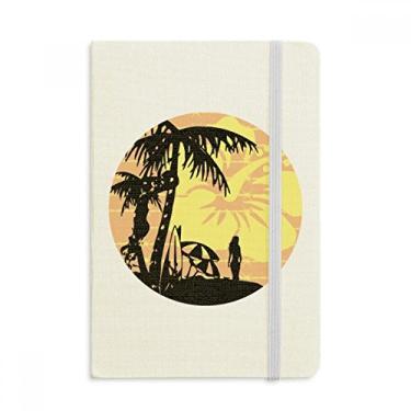 Imagem de Caderno de ilustração de flores de praia em tecido oficial capa dura para diário clássico